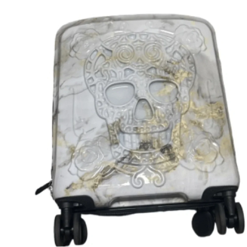 IT Luggage Skull 3D Embossed marbelized Hardside Spinner carryon Suitcase - Picture 5 of 11